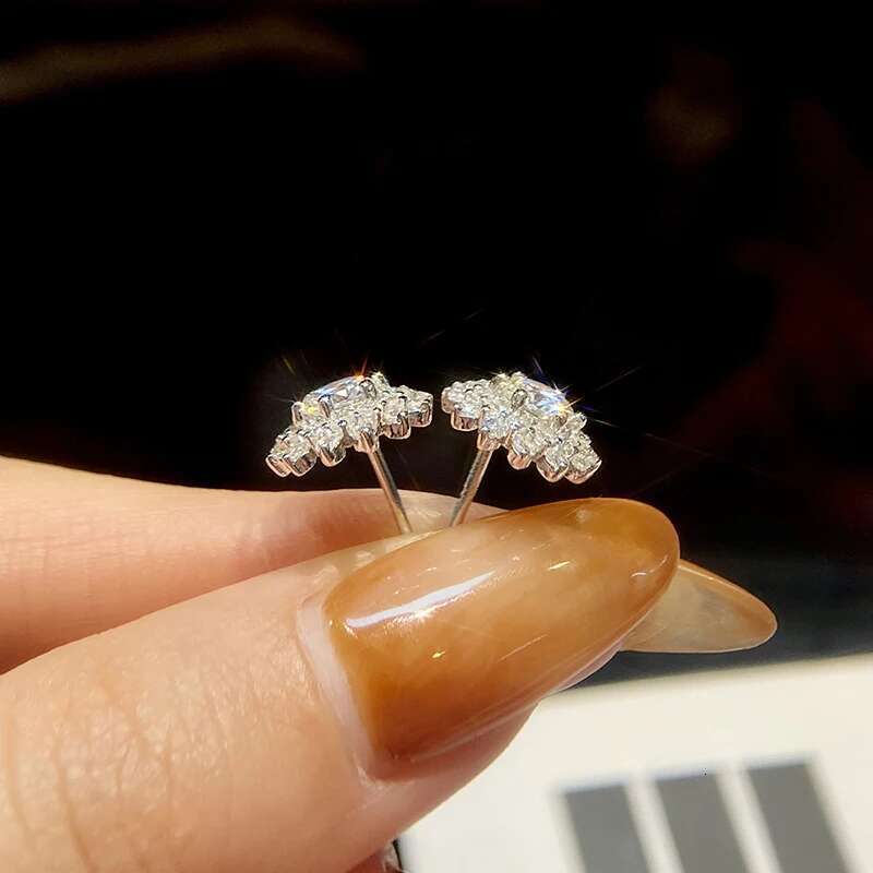 GRA 0.5CT Dazzling Sunflower Luxury Certified Moissanite Diamond Stud Earrings For Women Real 925 Sterling Silver Fine Jewelry