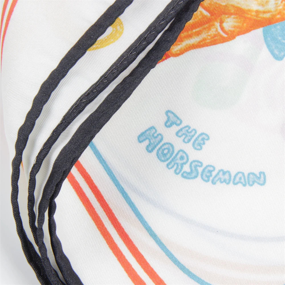 POBING Curled Twill Silk Scarf Women Funny ICE CREAM Double Side Printed Square Scarves Wraps Echarpes Foulards Femme Hijab 70CM 251110