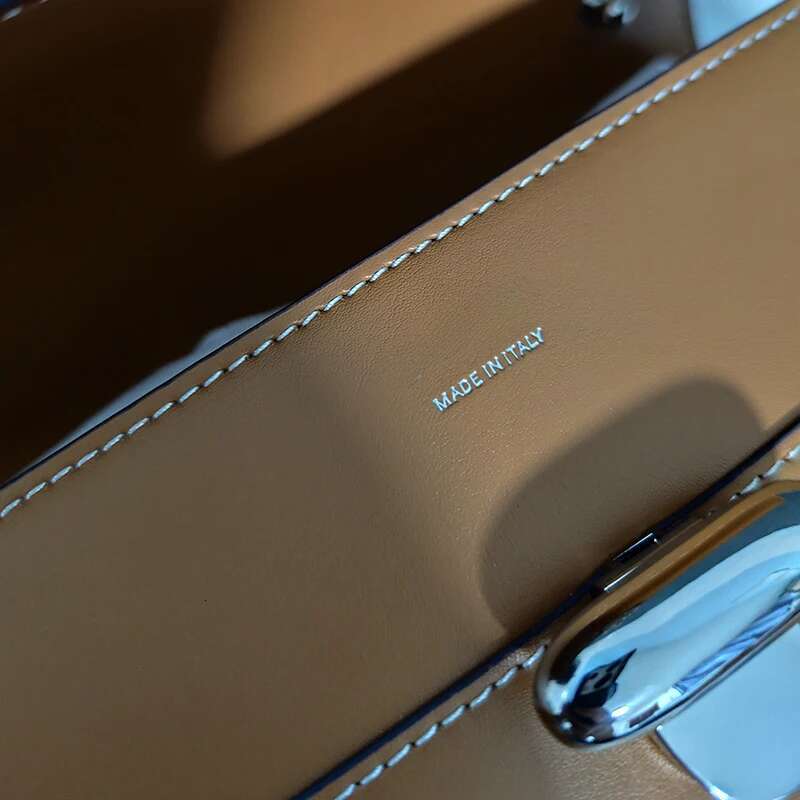 SAVETTE Brand Genuine Leather Symmetry 19 New Shoulder Women's Simple Handbag Small Square Bag Baguette Row Tote Bags 251113