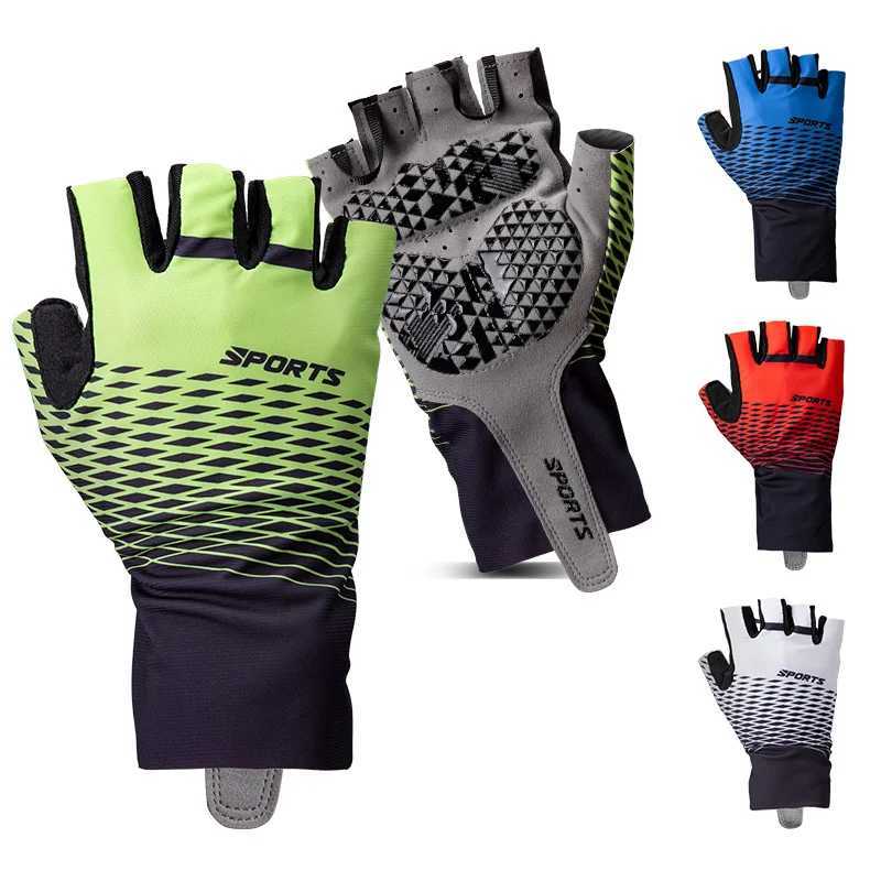 Cycling Half Finger Gloves Spring Summer Non-Slip Breathable Ice Silk Wrist Support 5MM Gel Padded Cycling Gloves for Men WomenC250412