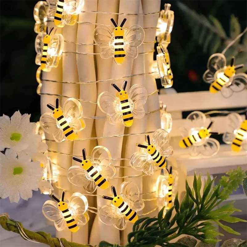 3/1M LED Bee Lights String Battery Powered Outdoor Waterproof Fairy Garland Lamp For Festival Christmas Garden Bedroom Decor M251113