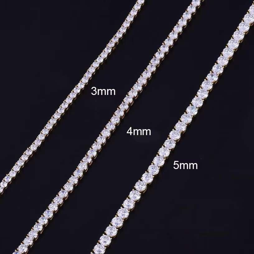 Wholesales Moissanite Tennis Link Bracelet White Gold Yellow Gold Metal 3mm 4mm 5mm 6mm Moissanite Tennis Chain Bracelet