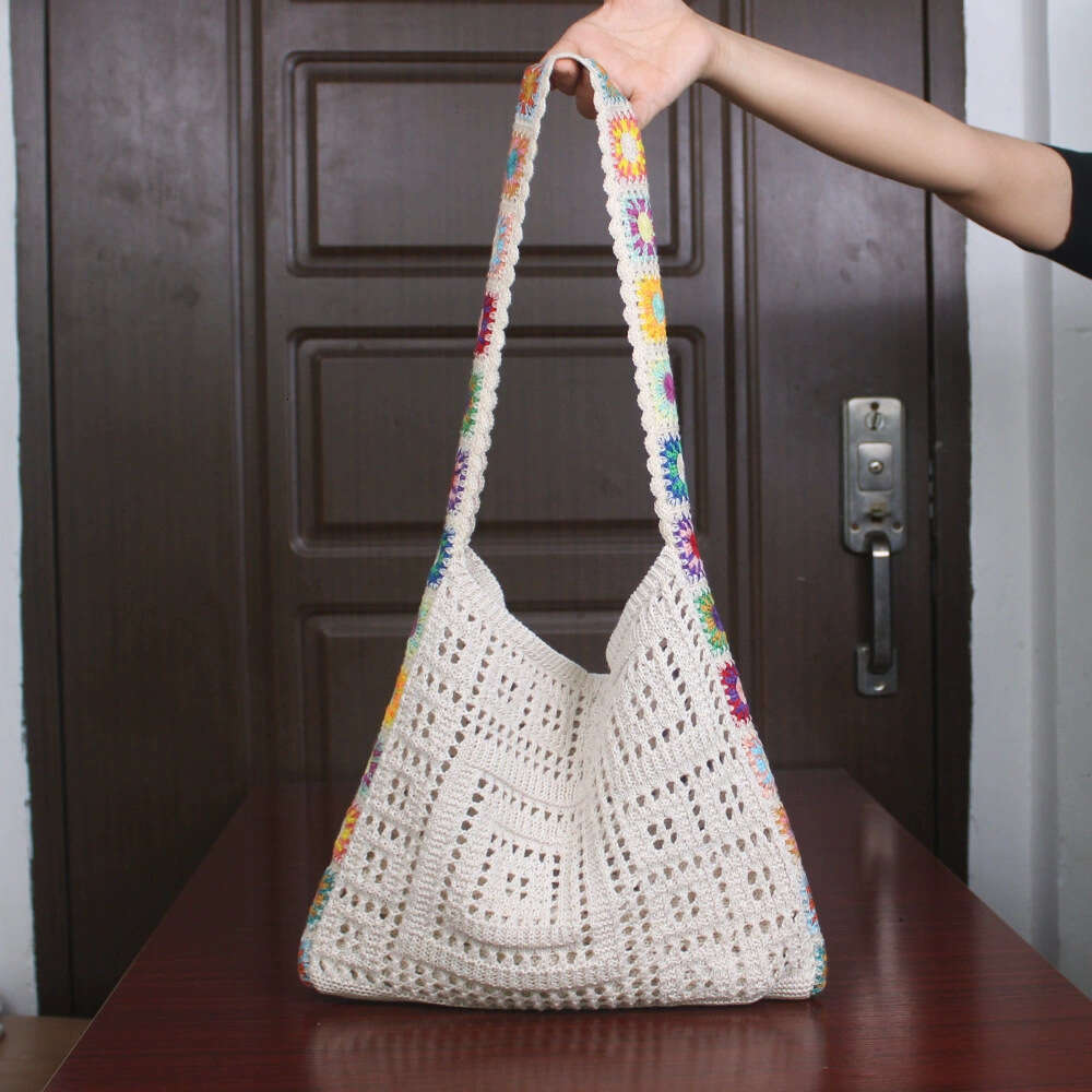 New diagonal cross women's spliced hand-held shoulder bag, simple and versatile knitted bag