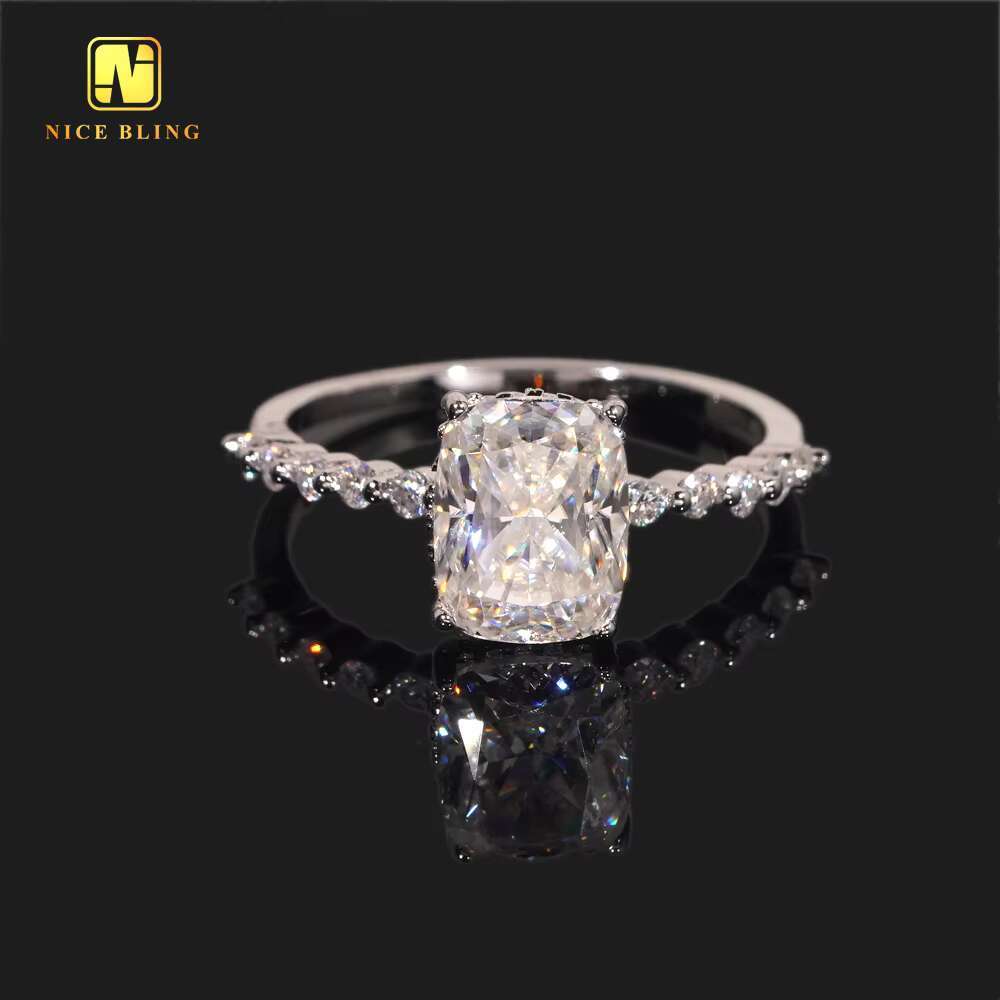 Manufacturer Direct Selling Wedding Ring VVS Moissanite 925 Silver Rings Diamond Jewelry Radiant Cut Engagement Ring for Women
