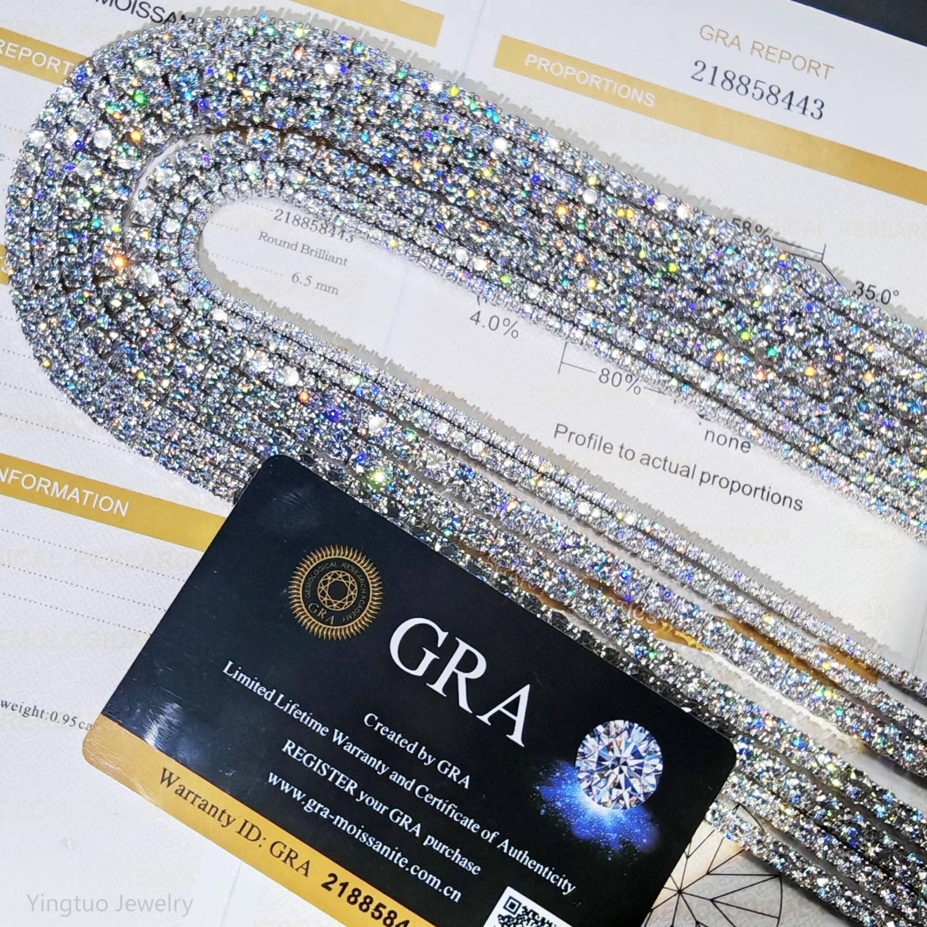 Factory Price Iced Cut 2mm 3mm 4mm 5mm 65mm VVS Silver 925 Hip Hop VVS Moissanite Diamond Tennis Chain for Women Men