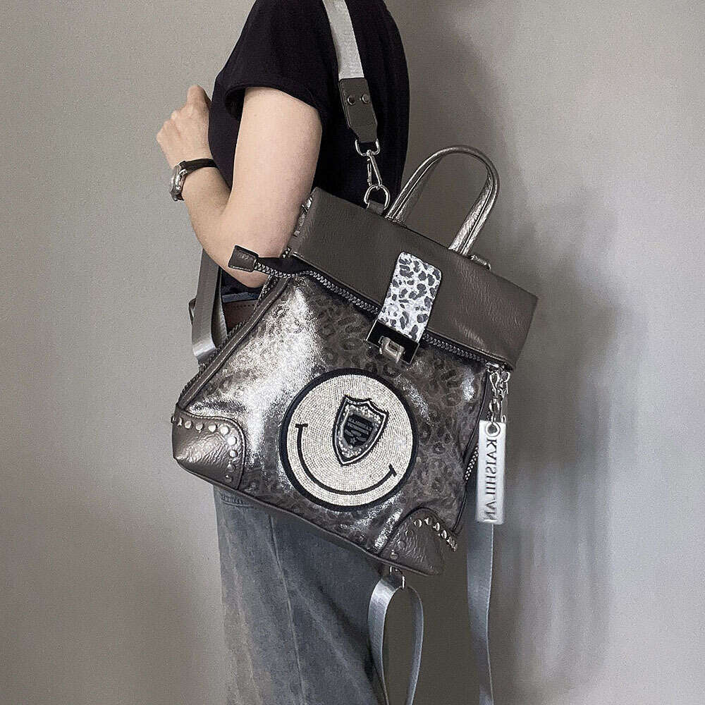 Backpack Genuine Leather Women's Bag New Backpack, Stylish Single Shoulder Crossbody Bag, Trendy Backpack