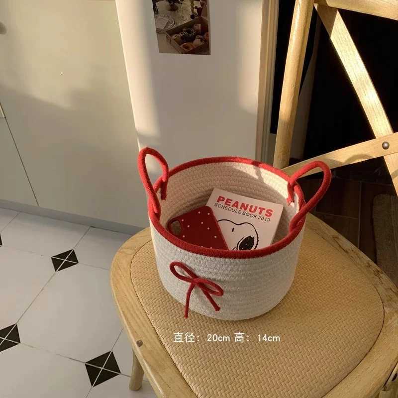 Nordic Cotton Rope Storage Baskets Woven Desktop Sundries Kids Toys Organizer Box Keys Snacks Box Sundries Organizer Y251112