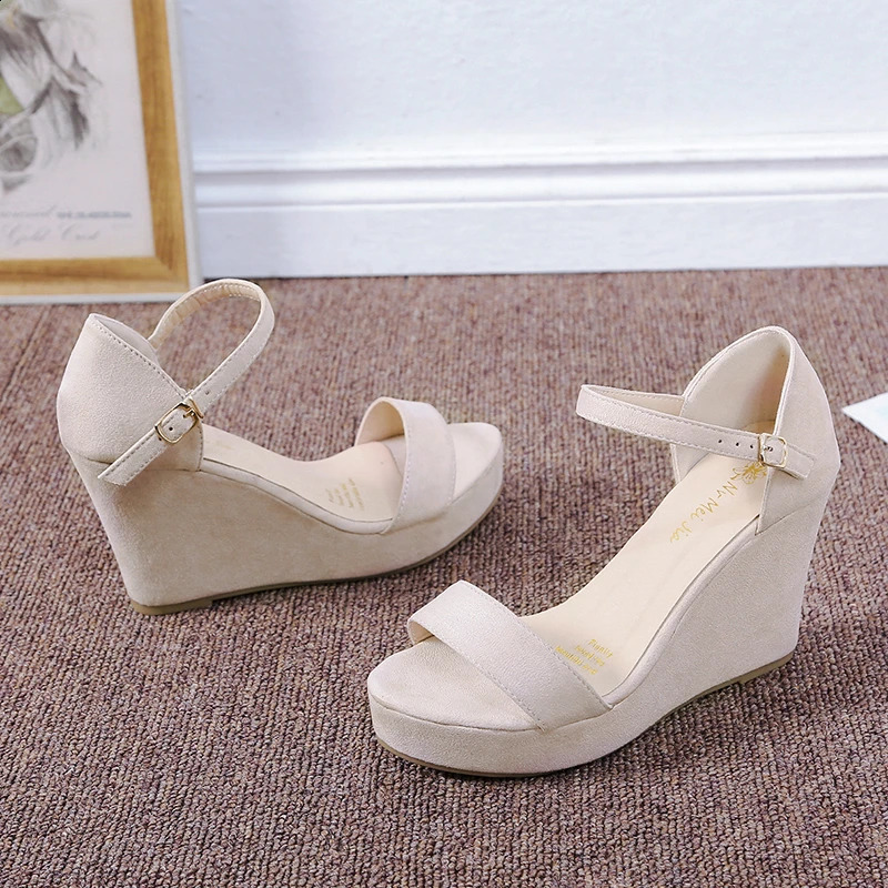 Womens Shoe Platform Sandals Womens Peep Toe High Wedge High Heel Bracelet Sandalia Espadrillles Womens Sandals 250408