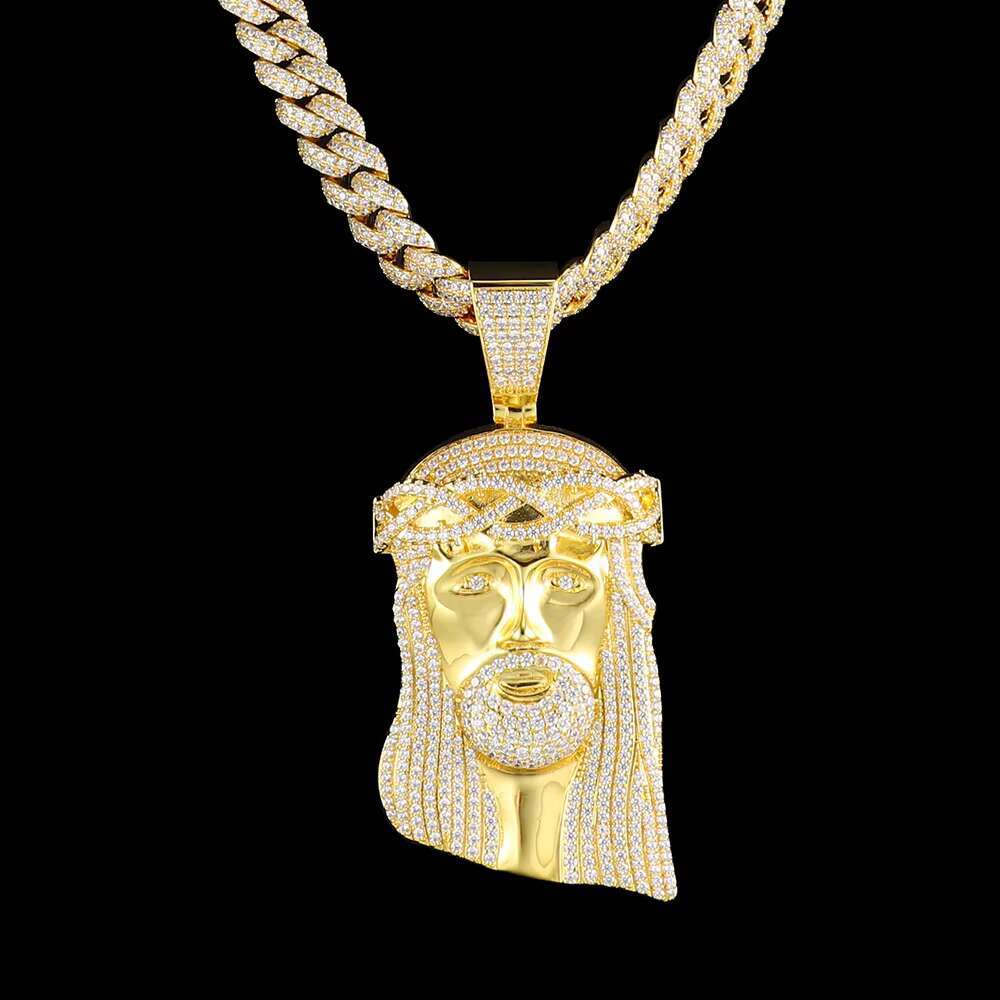 S925 Sterling Silver Jesus Inspired Hip Hop Moissanite Pendant Fashion Charm Jewelry with Strand Chain for Gift or Wedding
