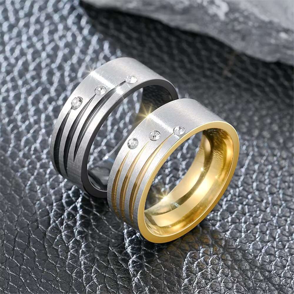 Classic Stainless Steel Ring New Hip Hop Titanium Steel Set Rhinestone Couple Gift Jewelry Ring Wholesale Customization