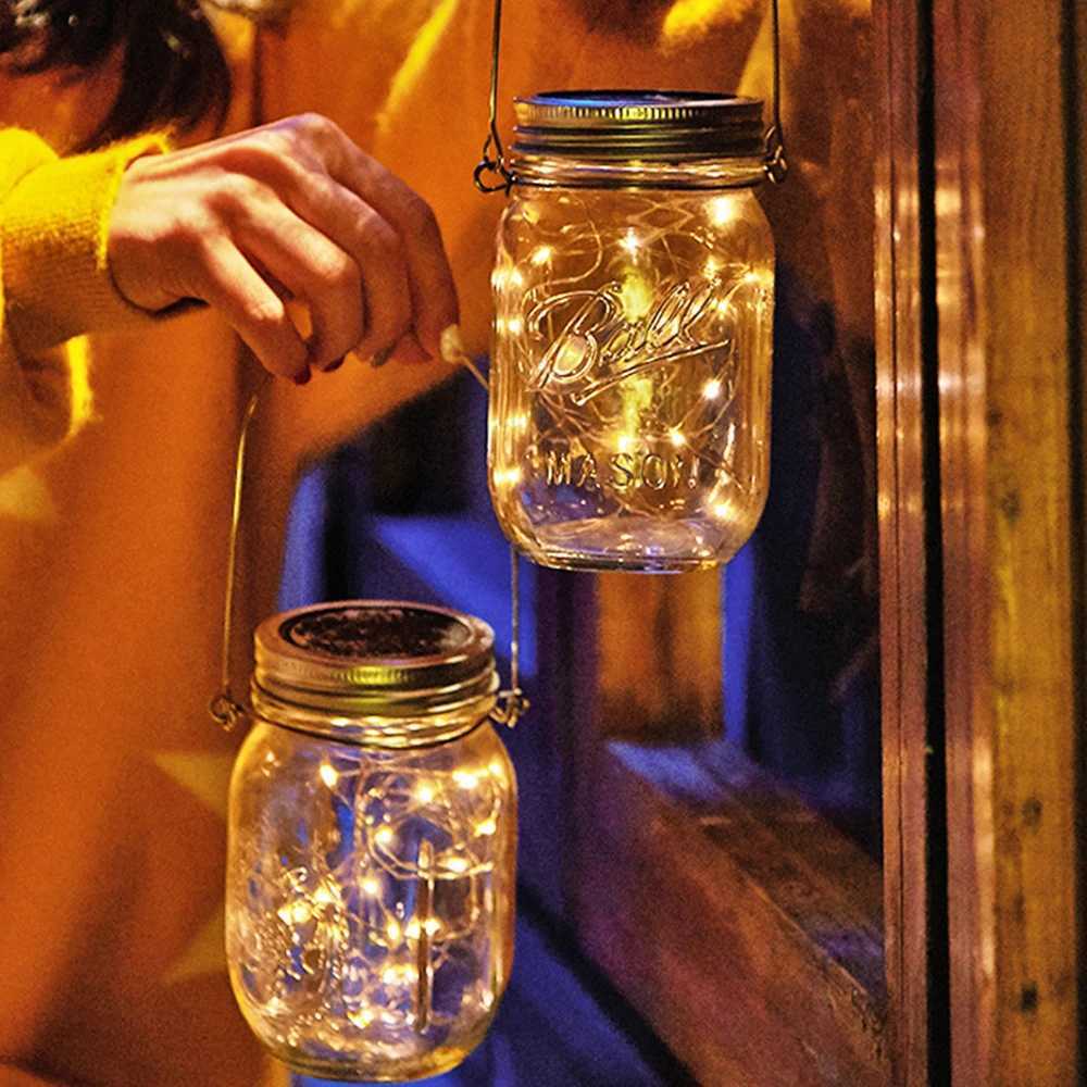 Solar Power Mason Jar Lid Lights LED Waterproof Fairy Light String Lights Garden Decor Christmas Lights Outdoor Wedding Decor M251113