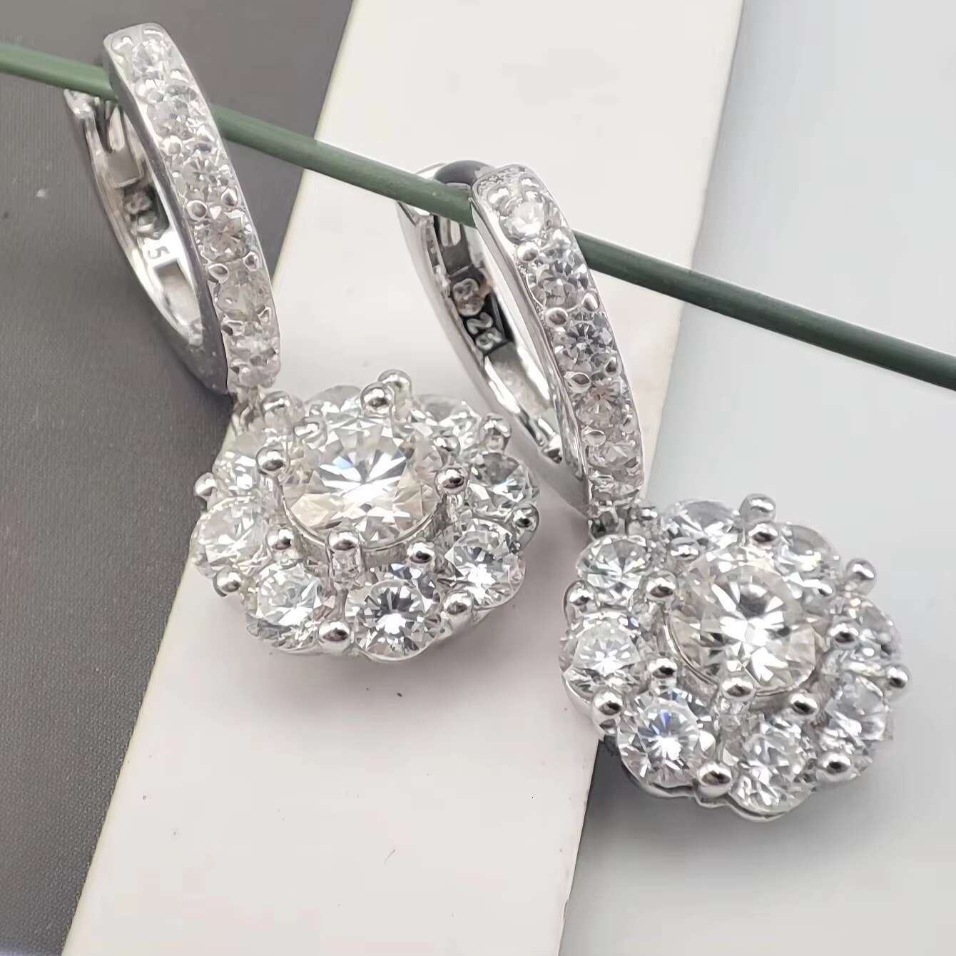 Womens Round Brilliant Cut 05 Carat Moissanite Drop Earrings S925 Sterling Sparkling Diamond Wedding Jewelry