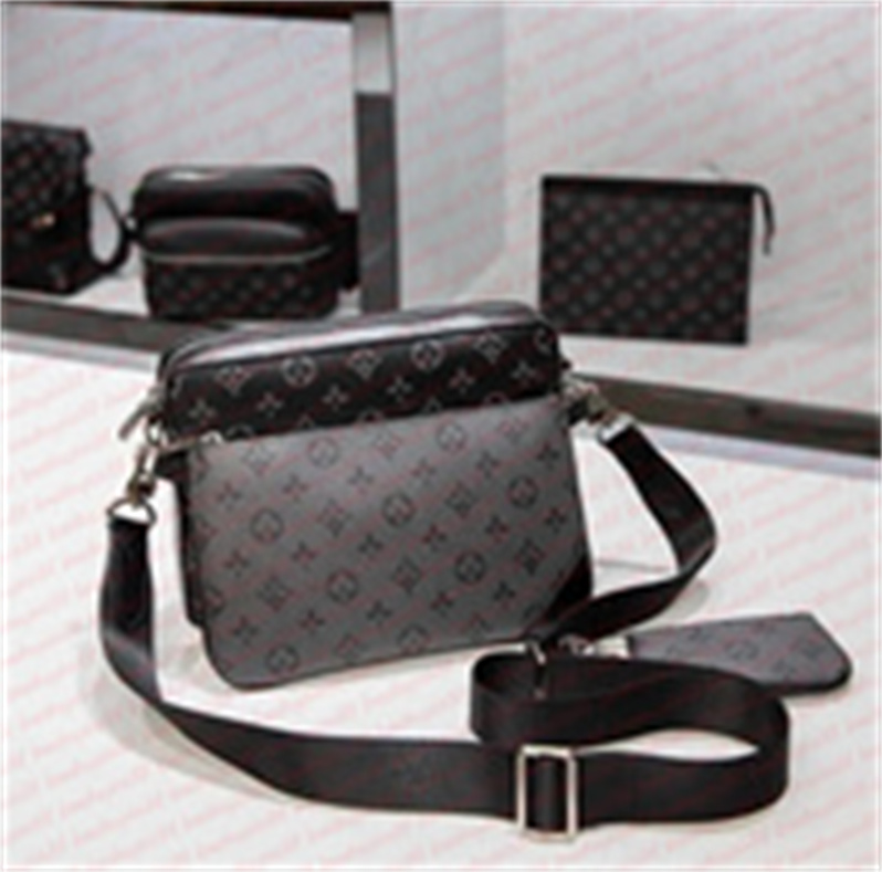 2025 Men Casual desigenr bag Trio messenger bag men Duo shoulder bag mens Outdoor Crossbody Shoulder Bags Genuine Leather Purse Pouch wallet man handbags M69443