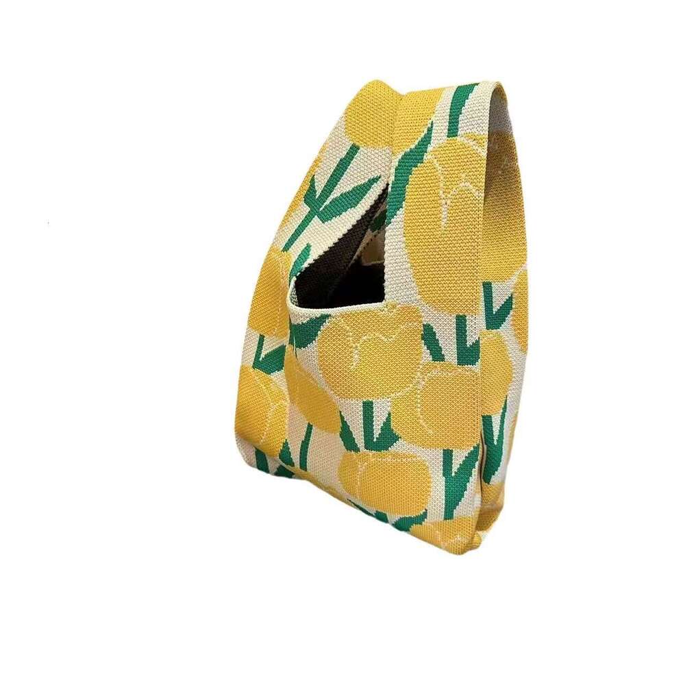 designer bag Knitted hand-held women's woven large capacity handbag, small square tote bag, Korean version lunch box bag