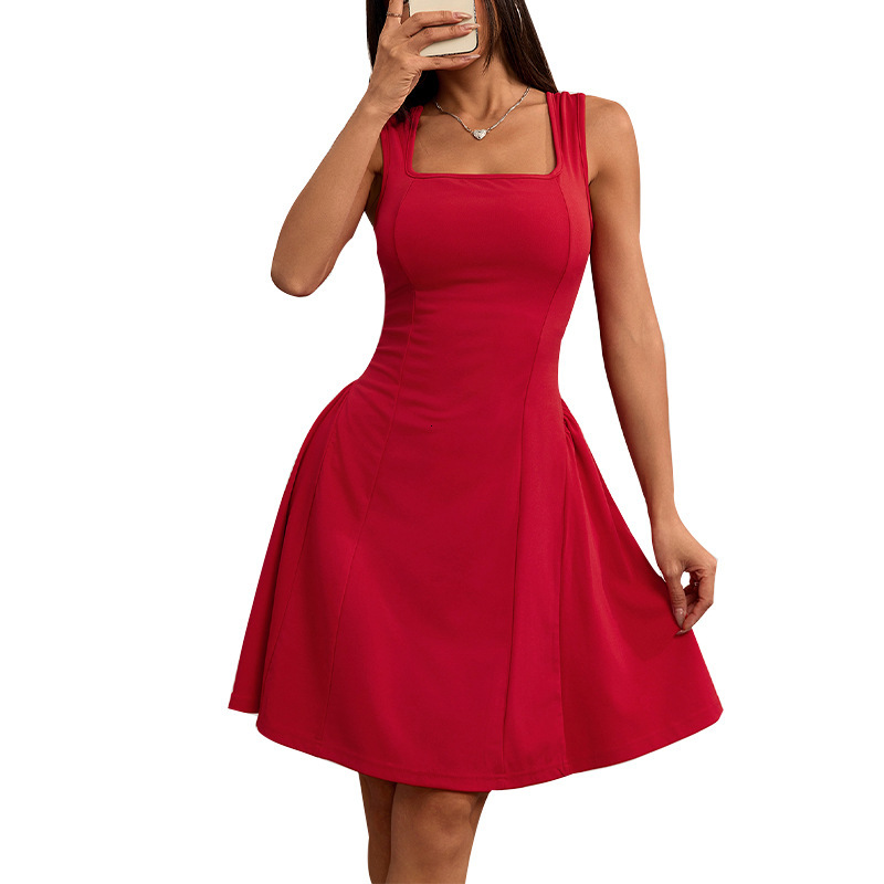 Womens clothing 2025 summer new slim fit dress with backless sleeveless vest and camisole skirt
