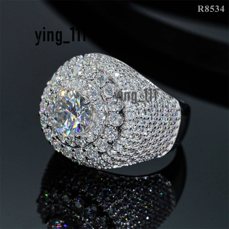Elegant Men Women Rings S925 Sterling Silver 8mm Moissanite Diamond Ring for Men Women Party Wedding Nice Gift