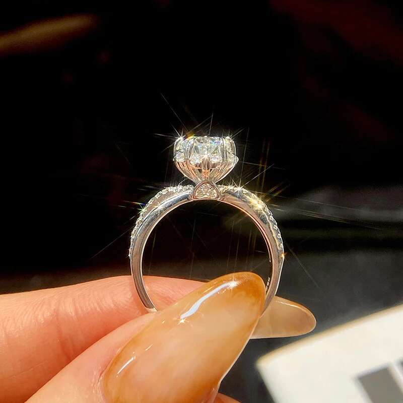GRA Fashionable 1CT Moissanite Diamond Round Halo Rings for Women 925 Sterling Silver Engagement Eternal Promise Wedding Ring