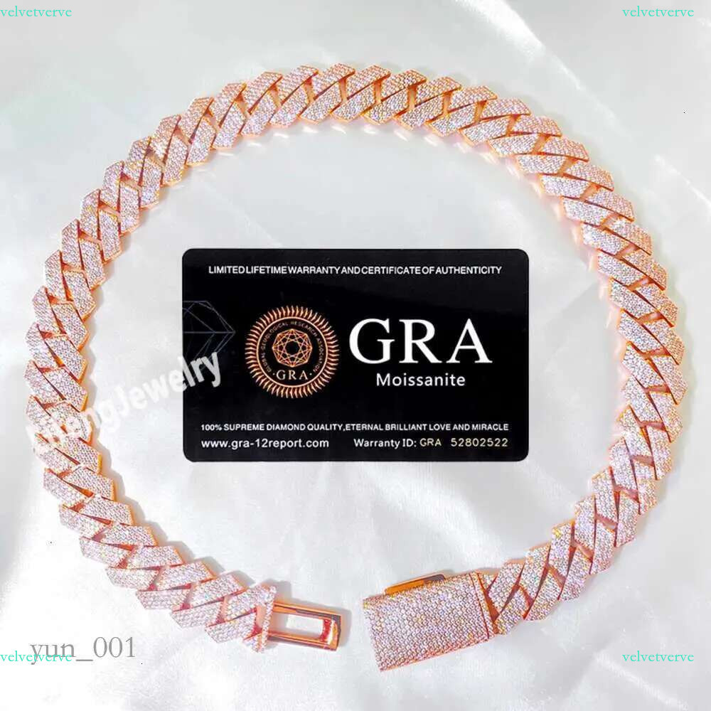 Iced Out Pass Dia Tester Vvs Moissanite Jewelry Necklace Bracelet Women 18mm Cuban k Chain
