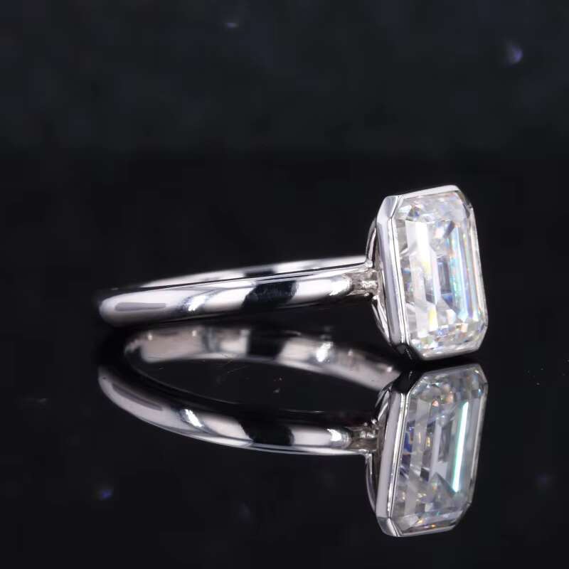 Synthetic Def 6x8mm 1.5carat Emerald Cut Loose Moissanite 10k White Gold Woman