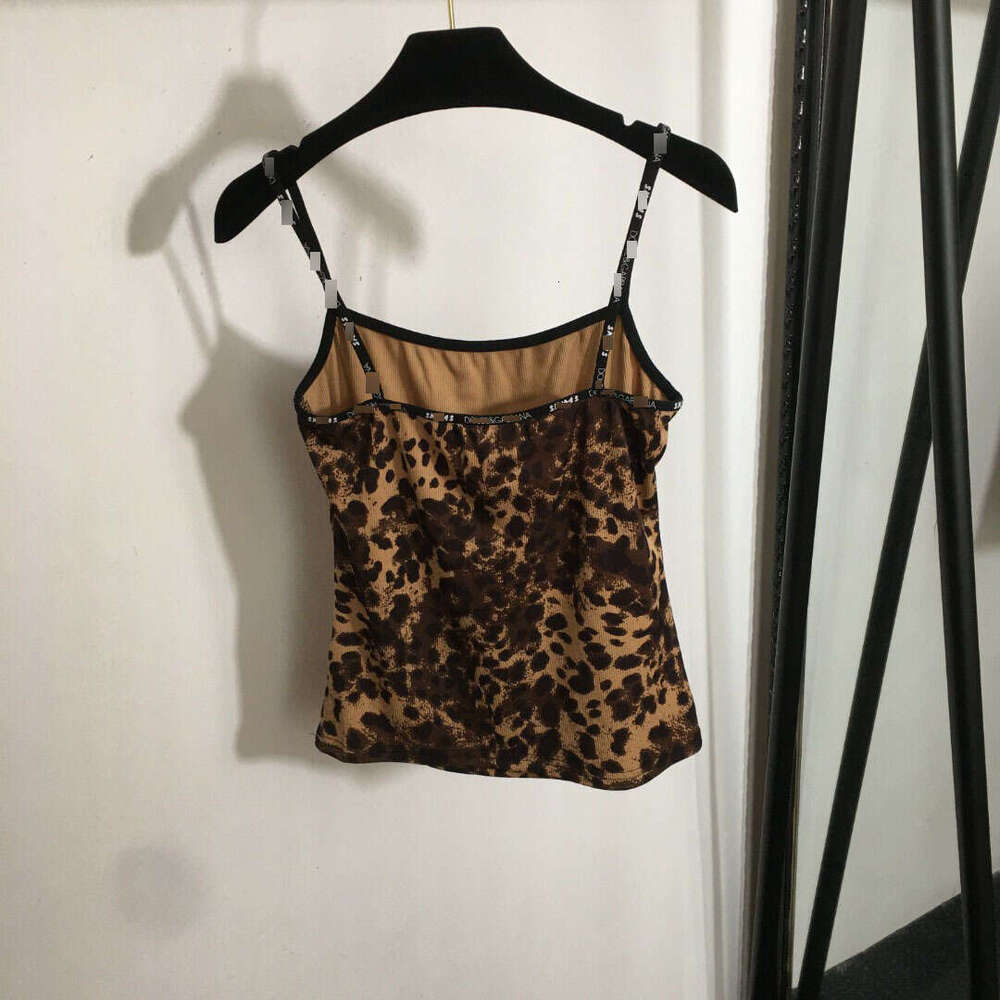 2025 women's new popular letter wrapped leopard print slim fit pure cotton camisole vest