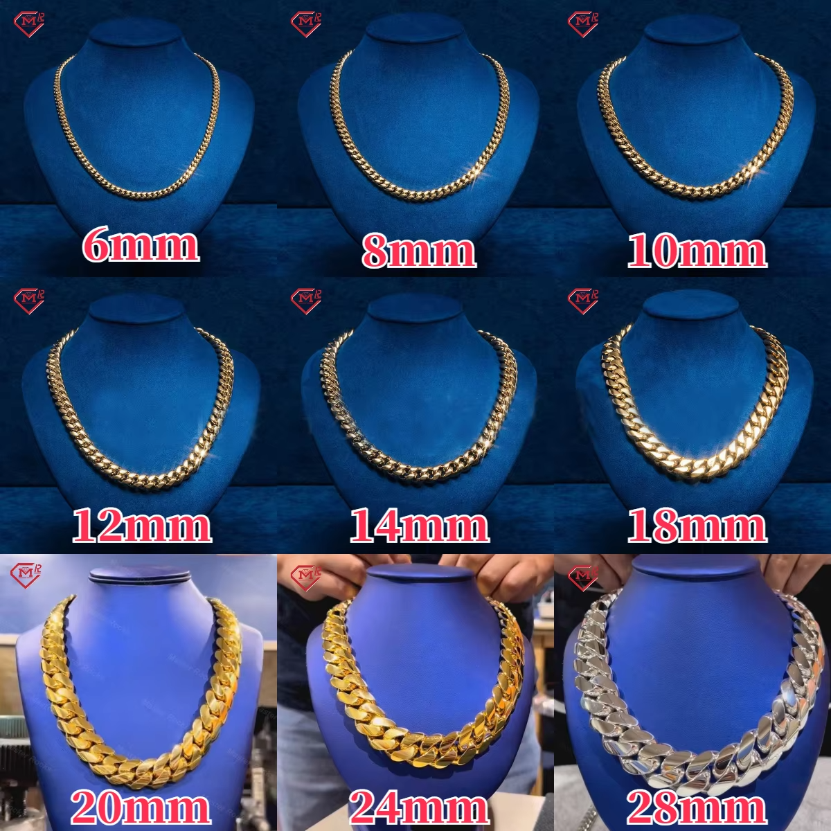 10mm 12mm 14K Gold Plating High Quality Fashion Hip Hop Miami Cuban k Chain