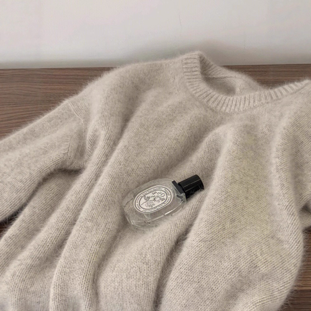 Casual White O-neck Cashmere Womens Sweater Elegant Solid Loose Knitted Jumper Womens Autumn Classic Daily Pulling 241205