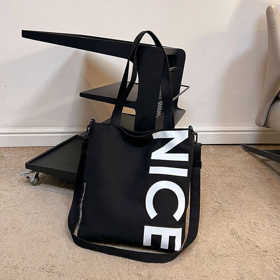 Crossbody Student Canvas Trendy Large Capacity Commuter Tote Urban Style Single Shoulder Laptop Bag