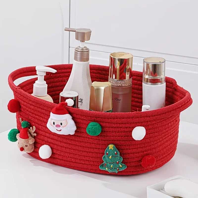 Christmas Decorative Christmas Gift Basket Hamper Box Treats Decoration for Celebration Party Birthday Housewarming Women Holiday Gather Y251113