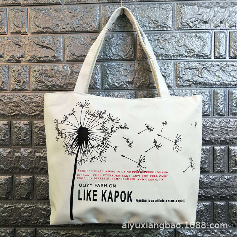 Ladies' handbag, student canvas Korean printed single shoulder tote minimalist crossbody bag, bags