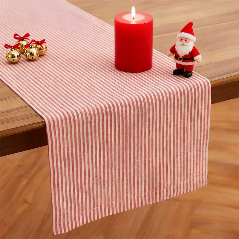 Christmas Christmas Red and White Striped Polyester Breathable Table Flag for Weddings Banquets Restaurants Kitchens Decorations Y251113