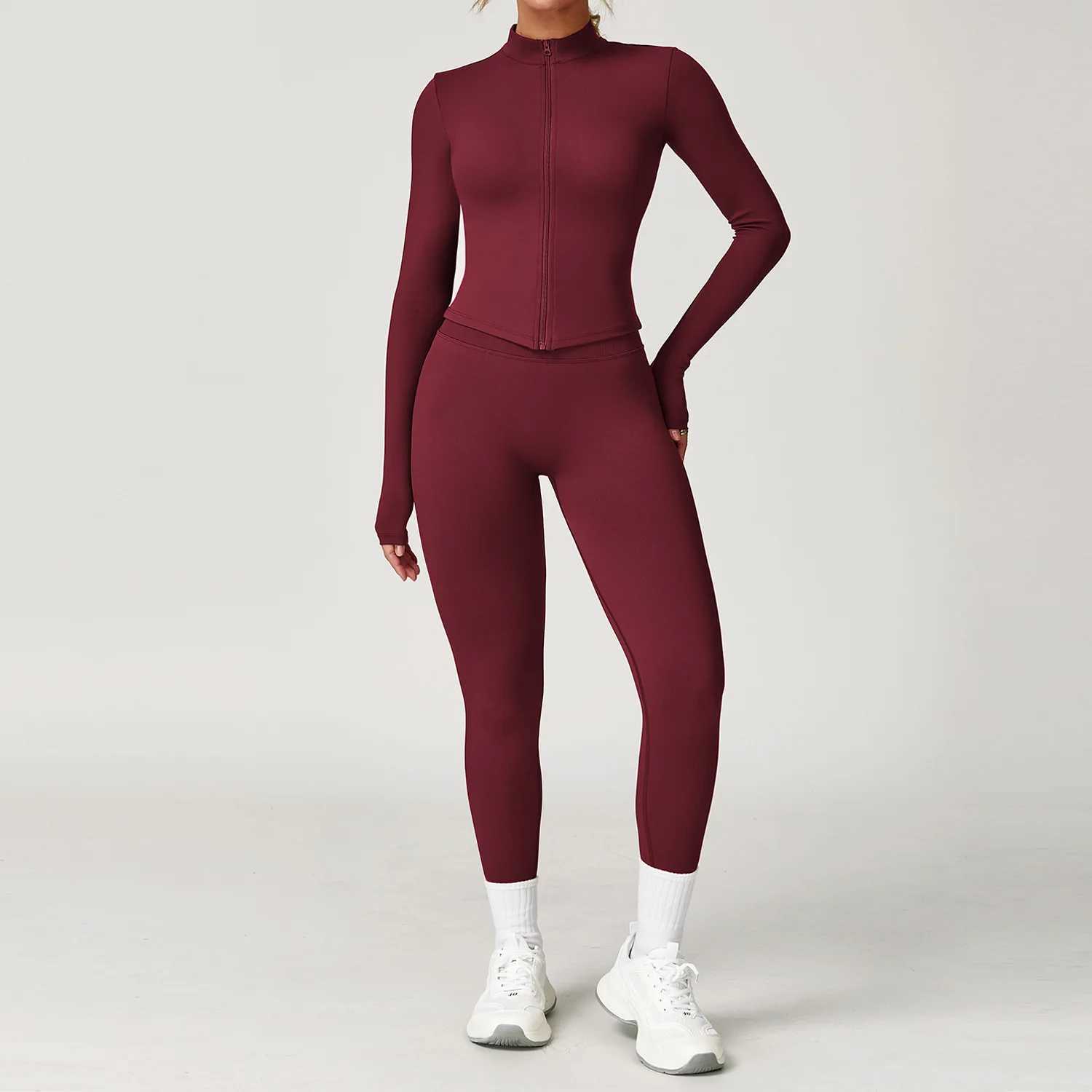Seamless Yoga Set Gym Clothes 2PCS Women Sportswear Yoga Suits Tracksuits Fitness Long Sleeved Jacket Sports Bra Gym Leggings J251112