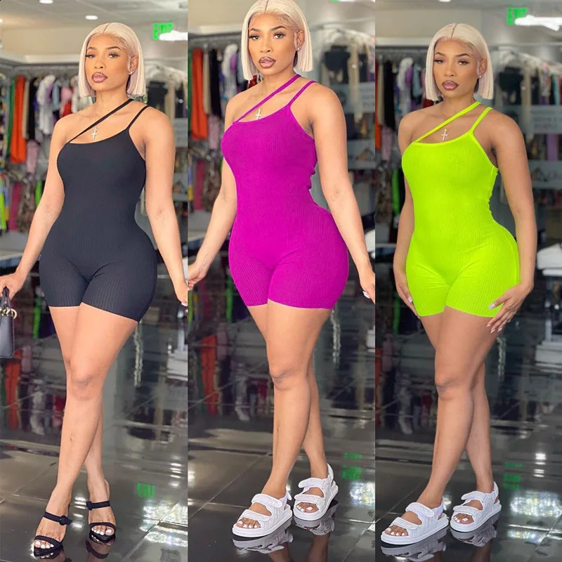 Womens strapless Playsuit tight and sexy streetwear solid fashion summer onepiece cut jumpsuit 250411