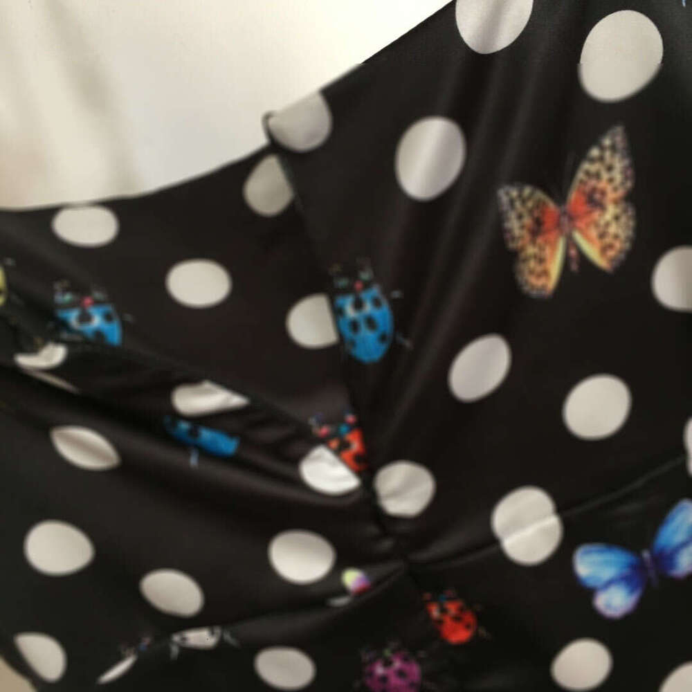 Designer clothing 2025 Southern Oil Hot Selling Butterfly Wave Dot Pattern Printed Popular Medusa Shoulder Buckle Fashion Strap Dress