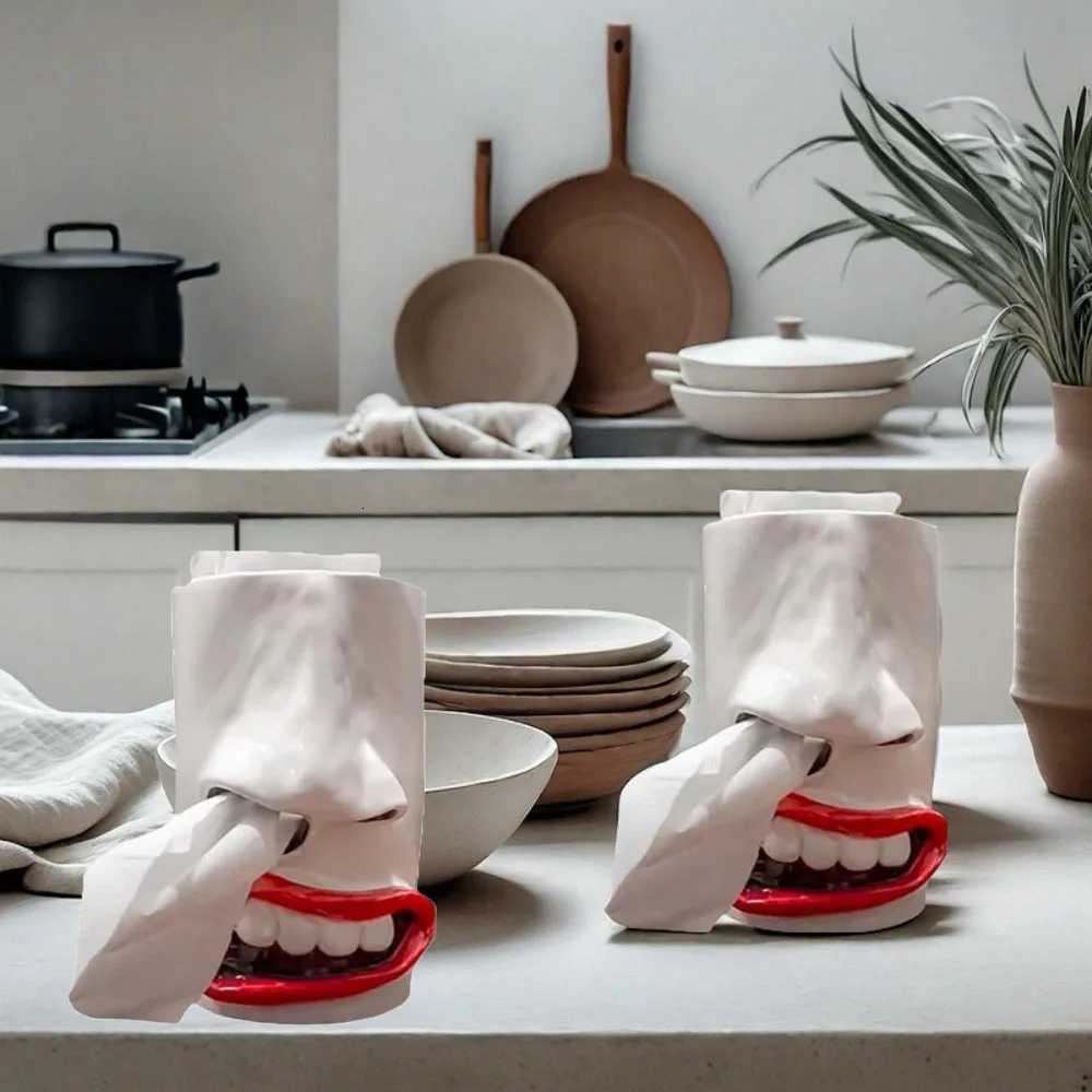 Funny Face Tissue HolderNovelty Tissue Box CoverQuirky Resin Tissue Dispenser with Nose and Mouth Design for Bathro Y251112