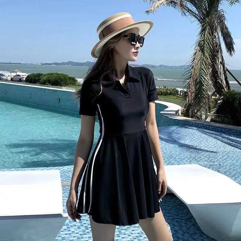 Swimsuit Womens Summer New Jumpsuit Style Covers The Abdomen and Above Plus Size Sports Hot Spring SwimsuitW251113