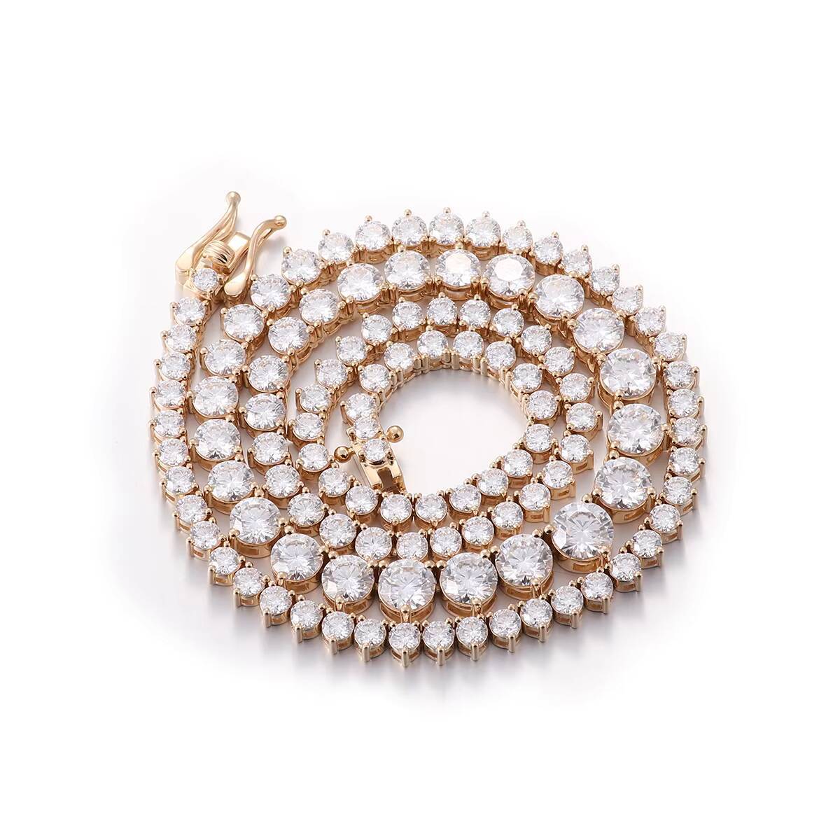 Iced Jewelry Classic Colored 14k Yellow Gold Misstate Tennis Chain Tennis Charm Hip Hop Tennis Necklace and Bracelet for Gift