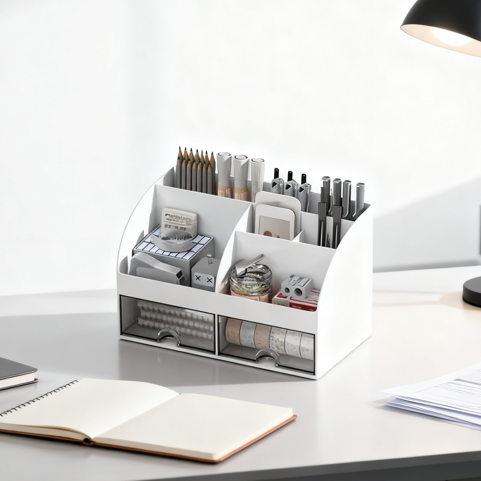 Desktop storage expert with practical partition design