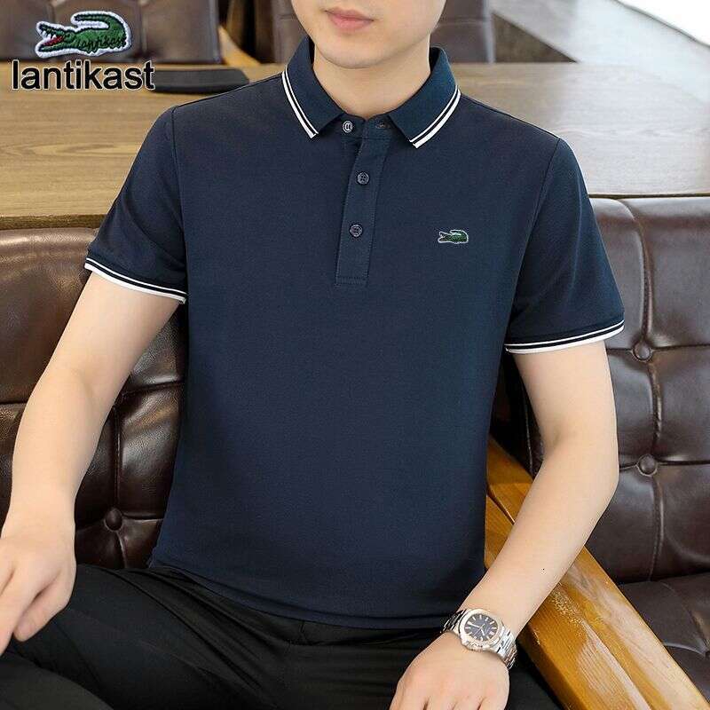 Noble Crocodile Polo designer handbag Shirt Men's Summer Short Sleeve Cotton T-Shirt Turn-down Collar Business High-end Loose Fit Trendy Tee