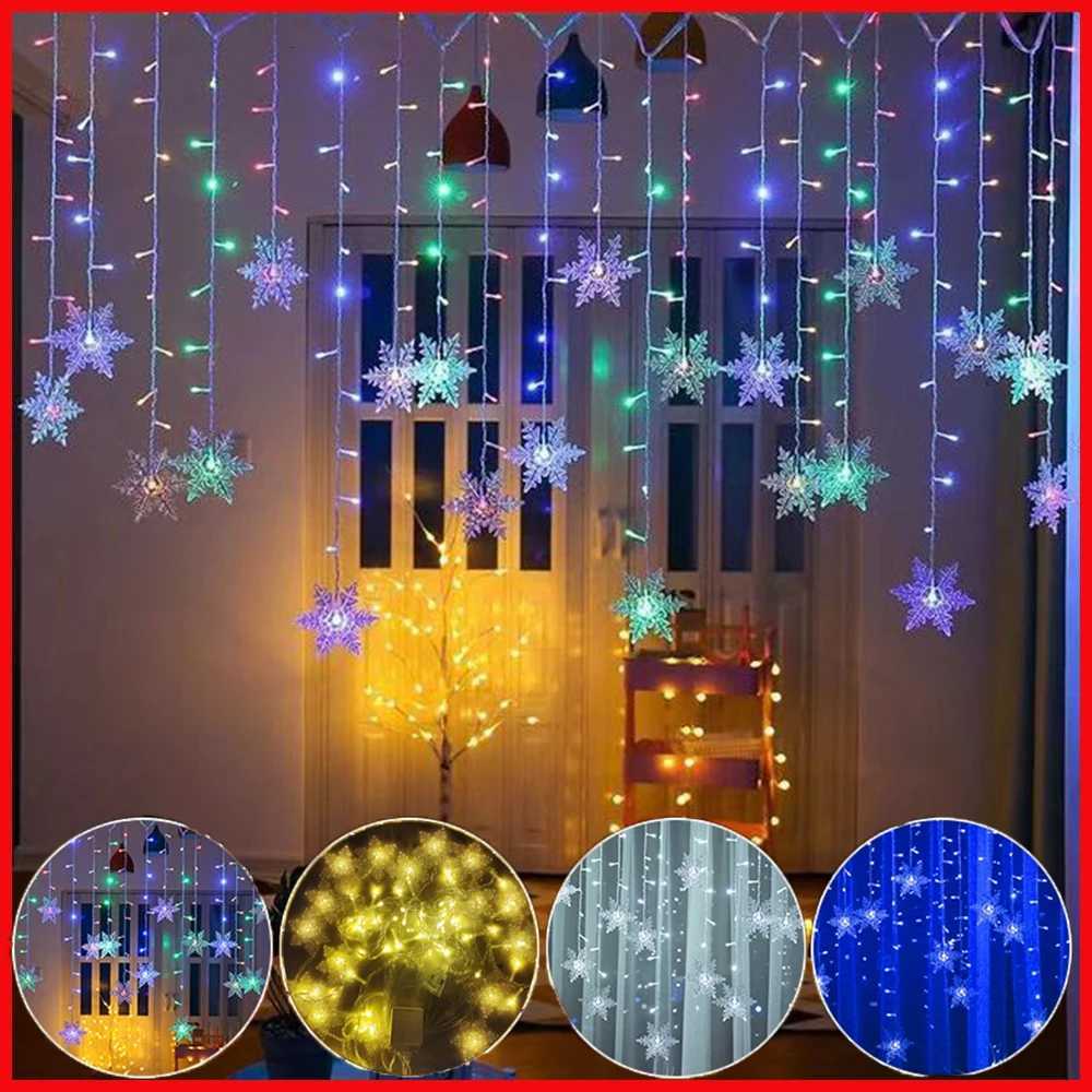 Christmas Light 35m Led Snowflake Garland Curtain String Fairy Lights for New Year Holiday Party Garden Christmas Decoration M251113