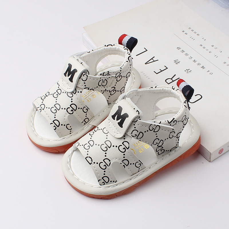 designer shoes 2025 new Summer style whistle boys' sandals for 0-1-2 years old toddler squeaky shoes with ox tendon sole for baby learning to wal
