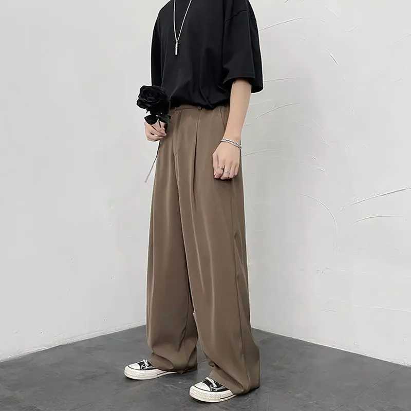 Mens pants brown tassel pocket fashion custom summer 2024 mens pants high-end thin casual clothingXJ250412