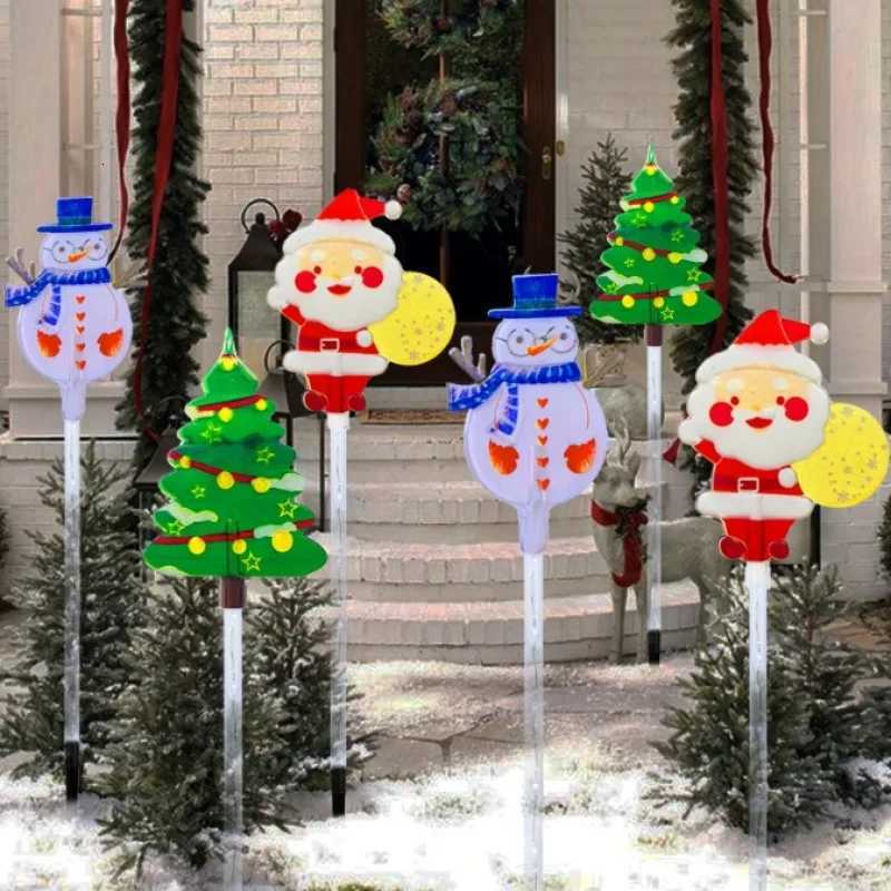 6pcs/lot Solar-Powered Christmas Lawn Lights Santa Tree Reindeer Designs for Outdoor Decor Waterproof Garden Lights Holiday M251113
