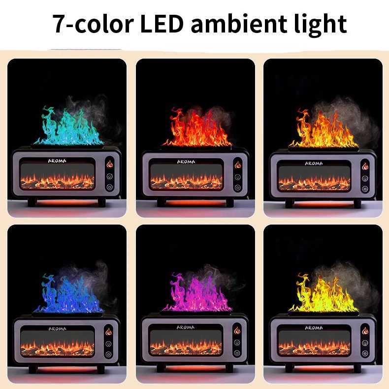 Fireplace Diffuser 7 Colors LED Ultrasonic Aroma Essential Oil 3D Simulated RGB Fire Flame Air Humidifier for Home Office Use Y251113
