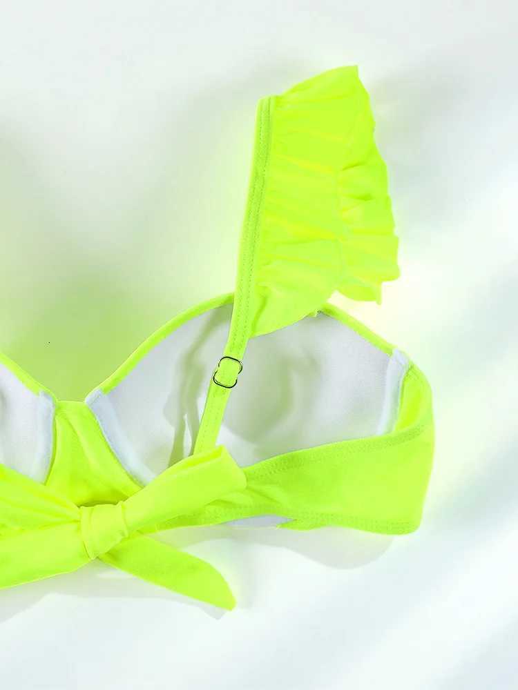 Yellow Bikini Solid Swimwear 2024 Swimsuit Women Low Waist Bathing Suit Summer Beach WearW251113