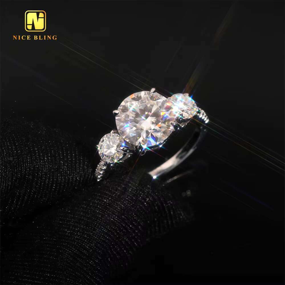 10mm Big Moissanite Fine Jewelry Silver Plated Wedding Ring VVS Moissanite 925 Silver Rings Diamond Engagement Ring for Women