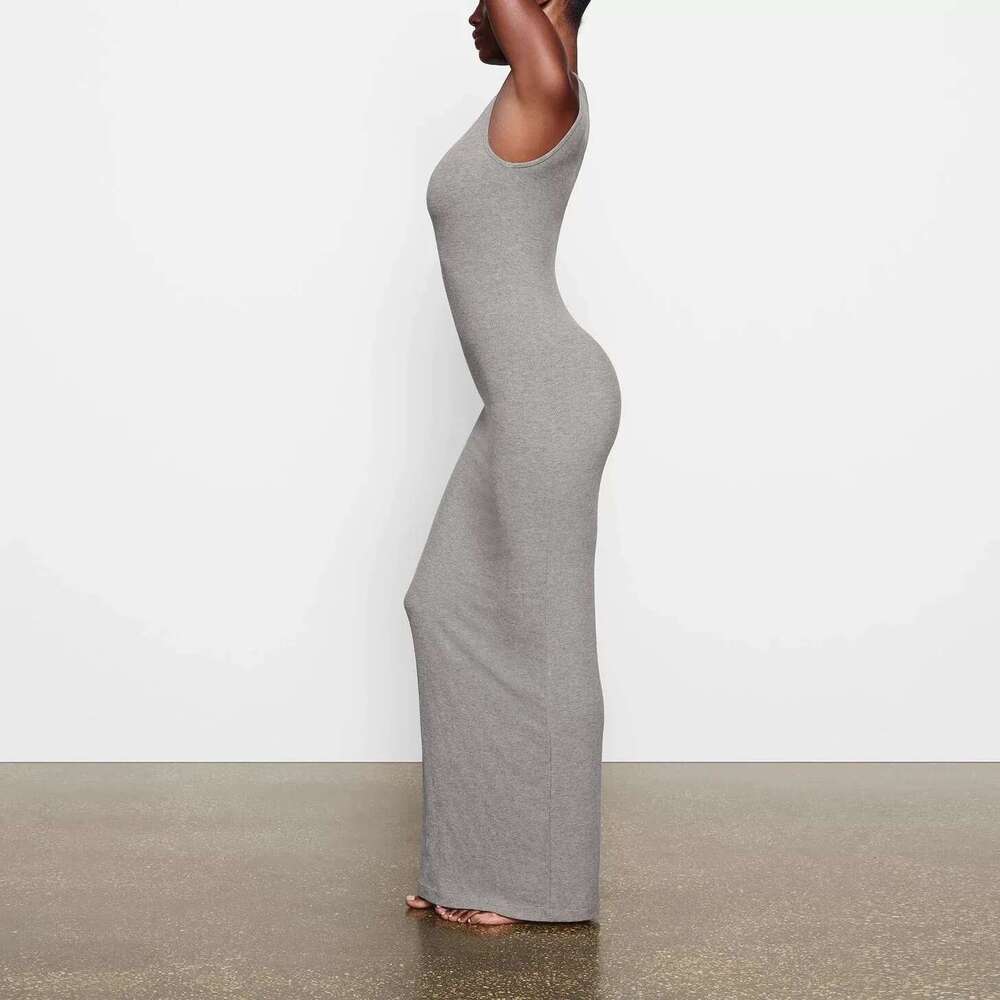 Women's Wear Kylie The Same Skin Sleeveless Vest Dress French Skinny Bag Hip Halter Long Skirt