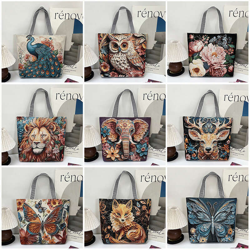 designer bag New Fashion Gold Embroidery Women's Single sided Animal Shoulder Bag Large Capacity Ethnic Style Commuter Handbag