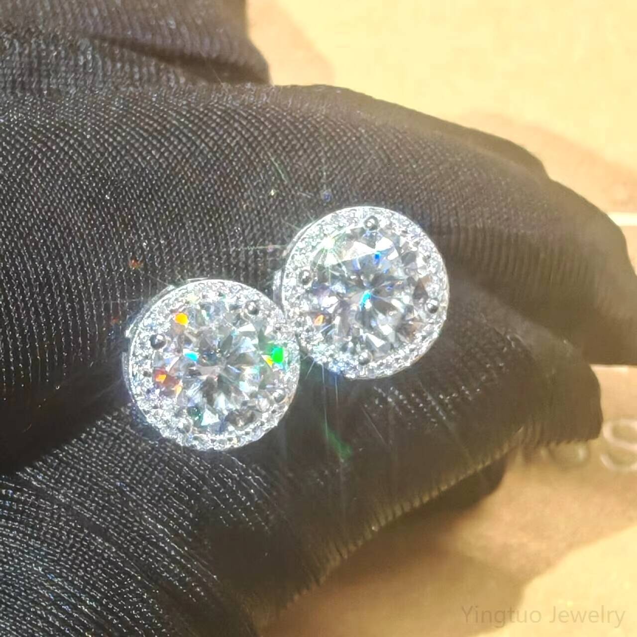 Hip-hop Moissanite Stud 1ct VVS 925 Sterling Silver Men Women Jewelry Flower Cluster Halo Diamond Earrings With GRA Certificate