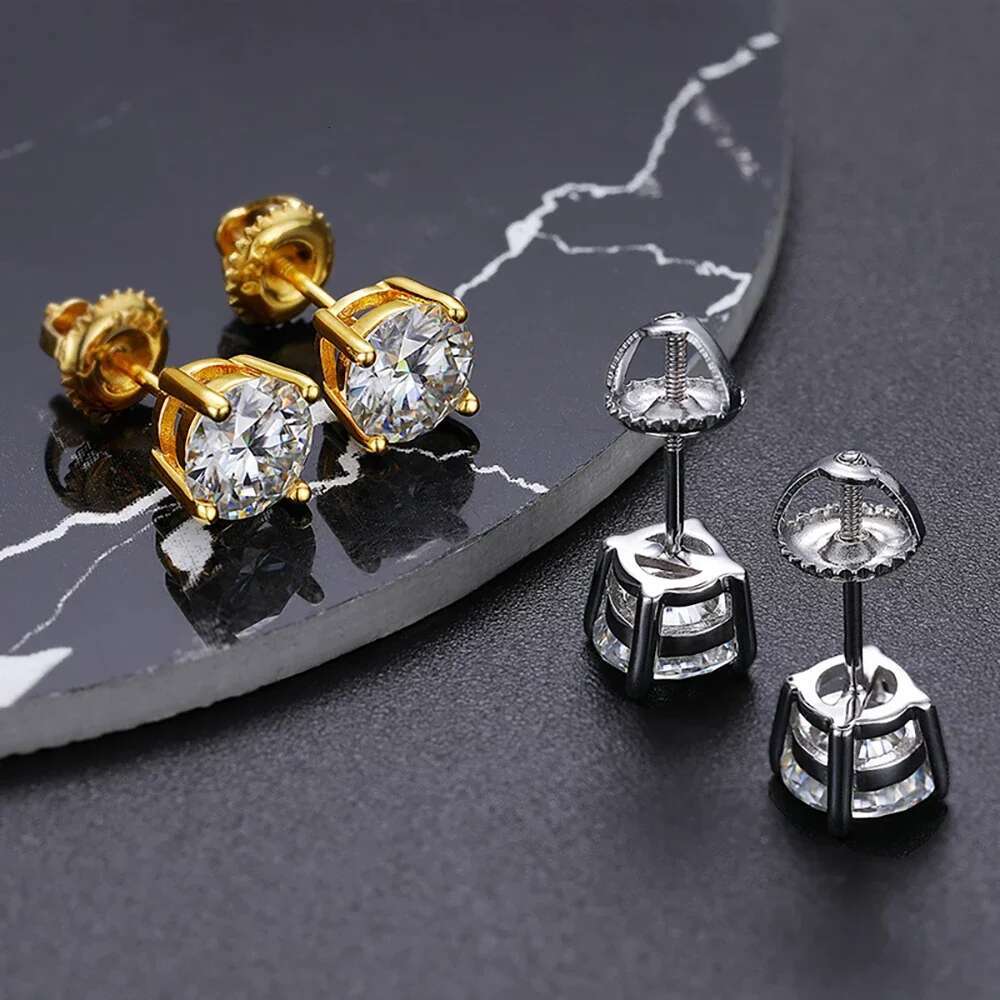 0.1-5ct Test Passed Moissanite Studs Earrings for Women Orginal 925 Sterling Silver Screw Back Earring Sparkling Wedding Jewelry