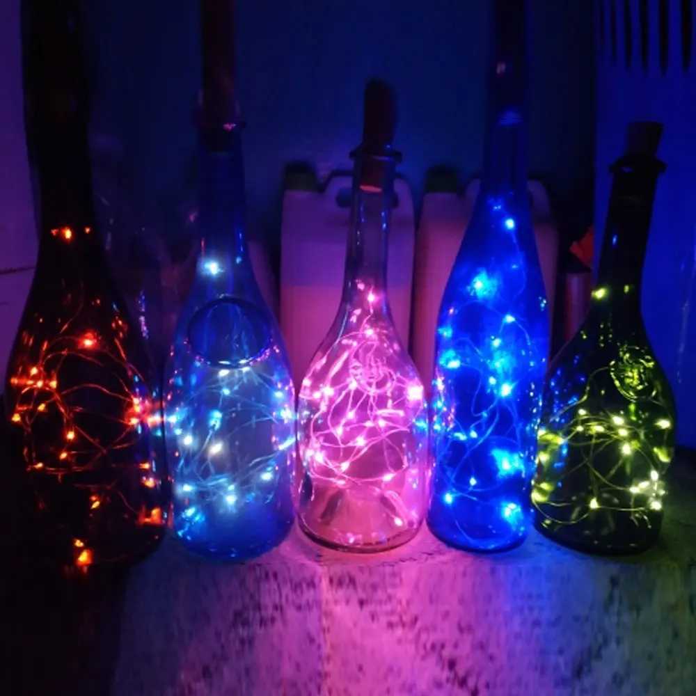Solar Powered 10LED 20LED Wine Bottle Lights Cork Shape Fairy Lights Garland Christmas Light Copper Wire Home Room Decor Lamp M251113